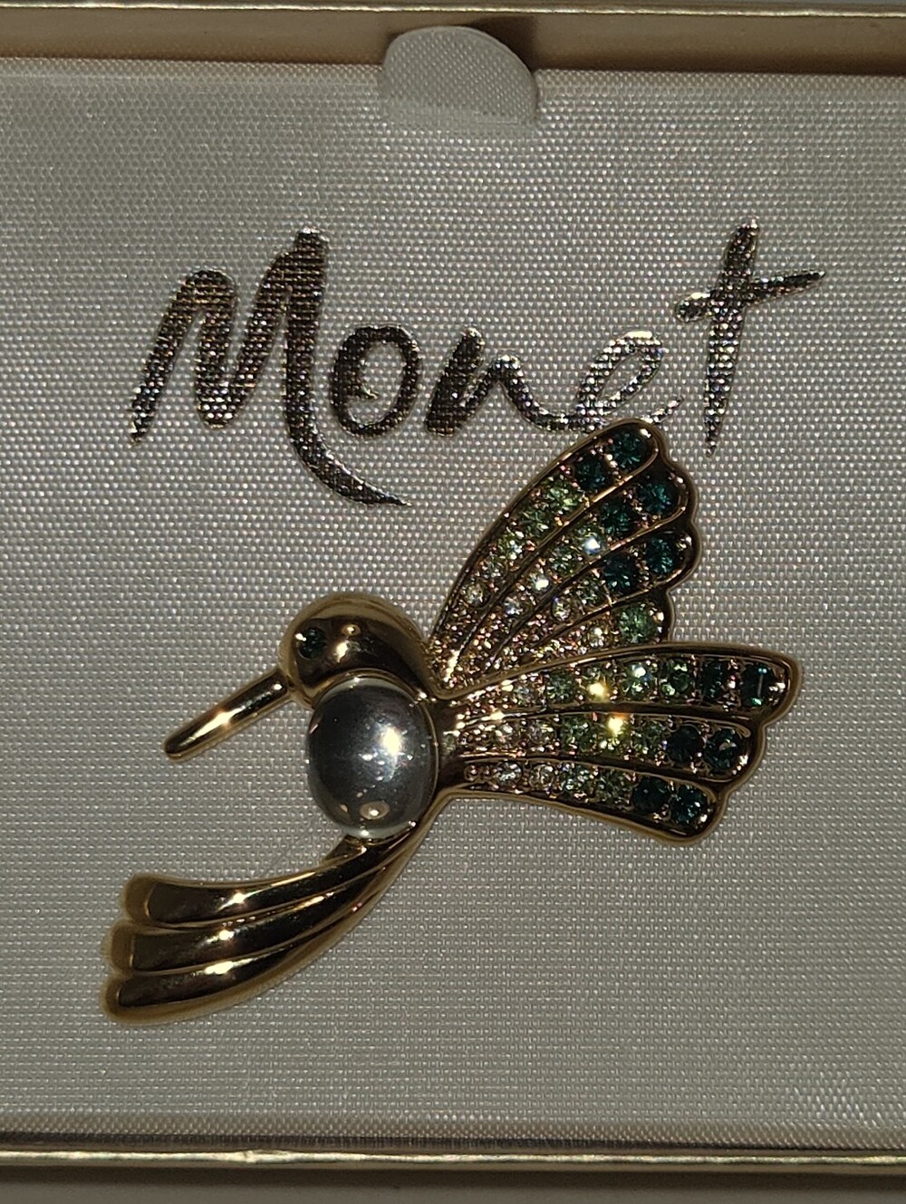 Monet hummingbird "jelly belly" brooch Vintage